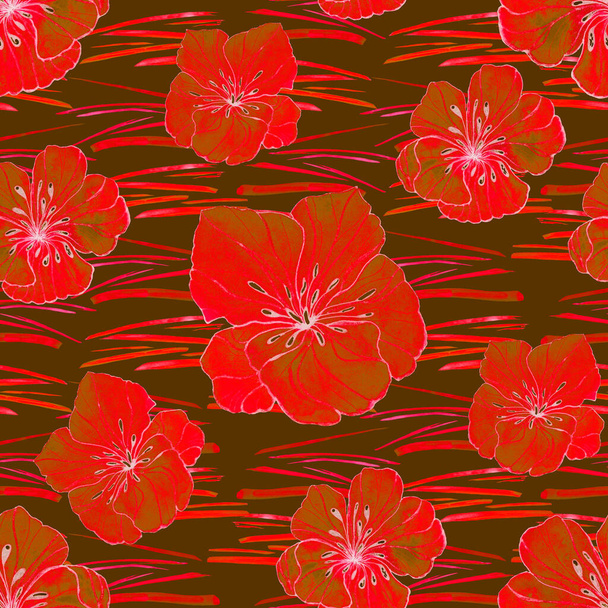 Beautiful seamless pattern with watercolor stylized flowers. Floral summer  print. - Fotografie, Obrázek