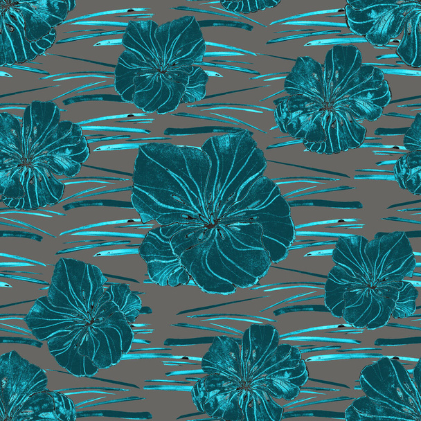 Beautiful seamless pattern with watercolor stylized flowers. Floral summer  print. - Valokuva, kuva