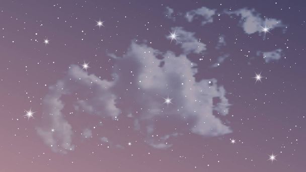 Nacht hemel met wolken en vele sterren - Vector, afbeelding