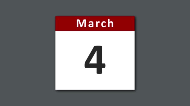 Calendario de marzo volteando y rasgando las páginas de los días para todo el mes de marzo - Imágenes, Vídeo