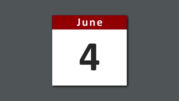 Kesäkuun kalenteri käännetään ja repiminen sivut päivää koko kesäkuun - Materiaali, video