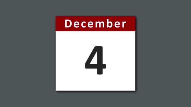 Calendrier de décembre retournant et déchirant les pages des jours pour tout le mois de décembre - Séquence, vidéo