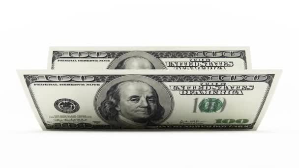 Banknoty studolarowe. 100 dolarów banknoty są liczone - płynne pętli ruchu animacja tło - Materiał filmowy, wideo