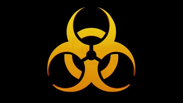 Biohazardův symbol. 4k 3D animace biohazardního symbolu s rozpadající se barvou a rezavým šířením - Záběry, video