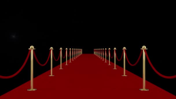 Gala du tapis rouge ou cérémonie de remise des prix de l'académie. Animation de marche 3D sans couture 4K sur un tapis rouge lors d'un gala ou d'une cérémonie avec des flashs de caméra en arrière-plan - Séquence, vidéo