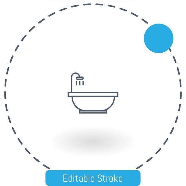 bathtub vector icon editable stroke outline icons for web and mobile - Vector, Image