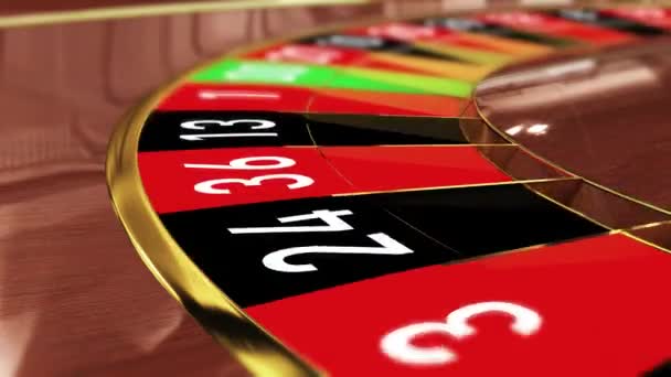 Kasino Ruleta kolo - Lucky číslo 16 červená (šestnáct červená). 4k 3D realistická animace rulety kola kasina s míčkem přistání na štěstí číslo 16 červená - Záběry, video