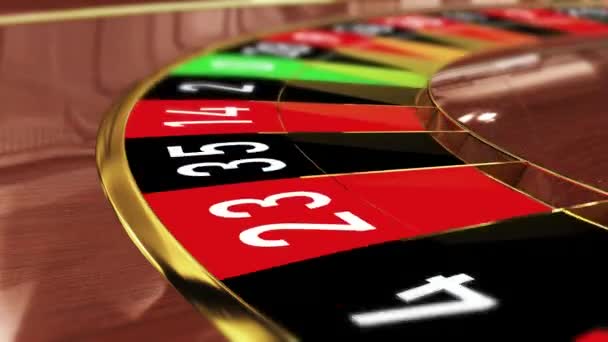 Roue de roulette Casino - Numéro chanceux 15 noir (quinze noir). 4k 3D animation réaliste d'une roue de roulette de casino avec l'atterrissage de la balle sur le chiffre chanceux 15 noir - Séquence, vidéo