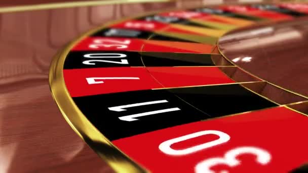 Kasino Ruleta kolo - Lucky číslo 25 červená (dvacet pět červená). 4k 3D realistická animace rulety kola kasina s míčkem přistání na štěstí číslo 25 červená - Záběry, video