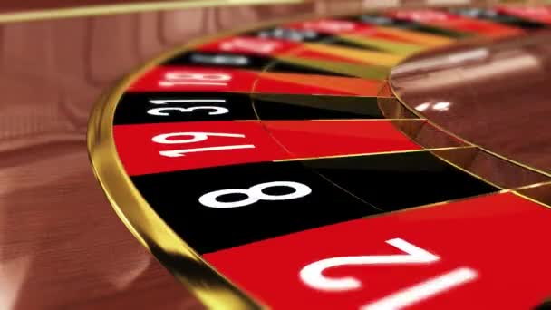 Kasyno Ruletka koło - Szczęśliwa liczba 30 czerwony (trzydzieści czerwony). 4k 3D realistyczna animacja koła ruletki kasyna z kulą lądowania na szczęśliwej liczbie 30 czerwony - Materiał filmowy, wideo