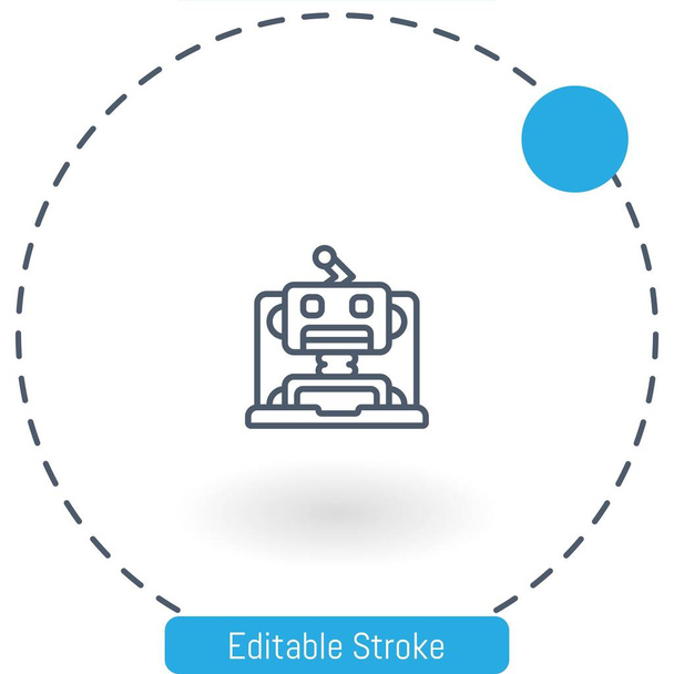 ロボットベクトルアイコン編集可能なストロークアウトラインウェブとモバイル用のアイコン - ベクター画像