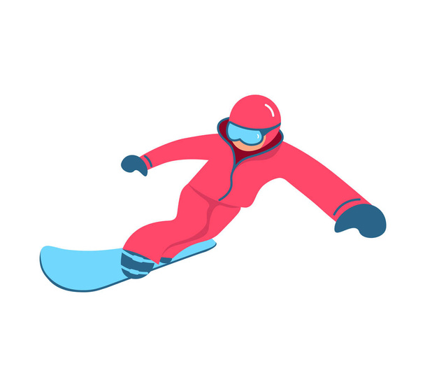 Snowboarder realizando un salto de truco - Vector, imagen