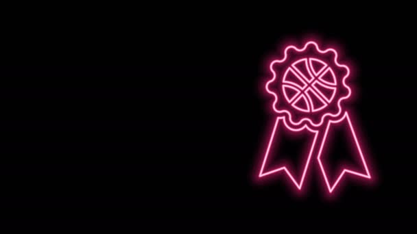Linea neon incandescente icona premio basket isolato su sfondo nero. Animazione grafica 4K Video motion - Filmati, video