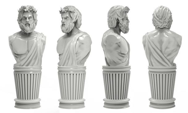 3d renderizar imagen ilustración de una estatua de busto de mármol masculino griego en diferentes ángulos. - Foto, imagen