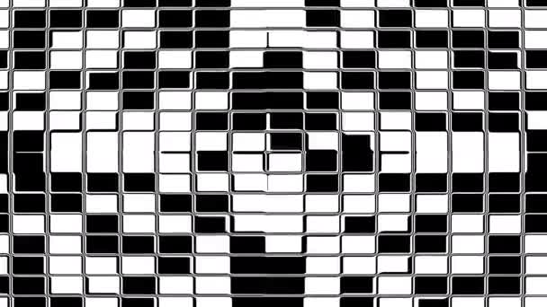 Undulating Grid van Monochrome 1-bit gekleurde tegels pulserende - Video