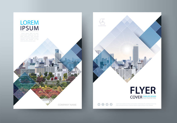Beyaz mavi yıllık rapor broşür tasarımı, broşür kapağı sunumu, kitap kapağı şablonu, A4 boyutunda yerleşim. - Vektör, Görsel