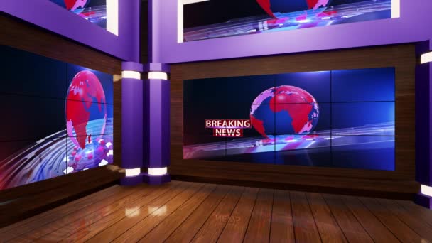 3D Virtual TV Studio News Mit Holzboden - Filmmaterial, Video