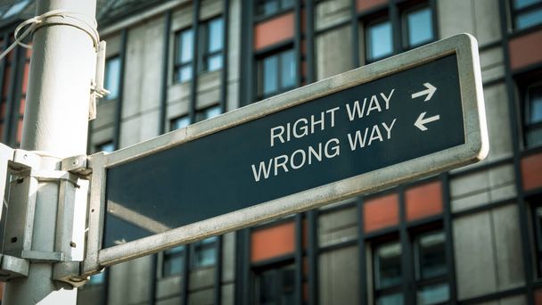 Street Sign RIGHT WAY versus WRONG WAY - Photo, Image