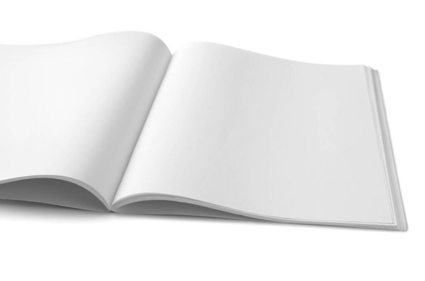 Blank pages of open magazine on white background - Photo, Image