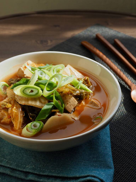 Korean traditional food kimchi tofu potato soup - Photo, Image
