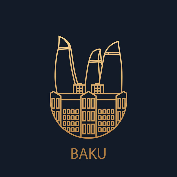 Baku city. Vector icon capital of Azerbaijan. - Vector, Image