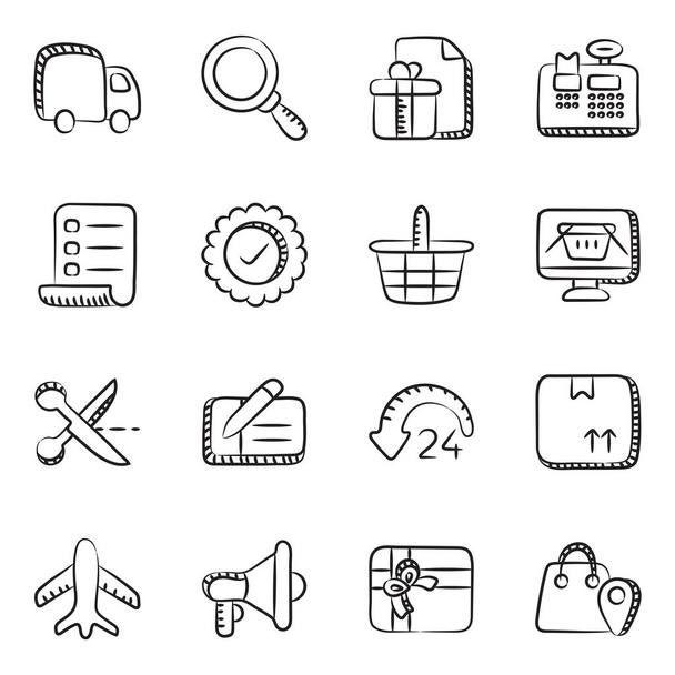 Internet Shopping Icons In Linear Style Pack  - Vetor, Imagem