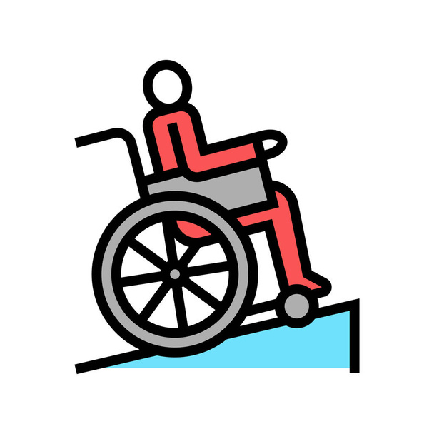 車椅子用カラーアイコンベクトルでは無効になります。車椅子での乗車はできません。孤立したシンボルイラスト - ベクター画像