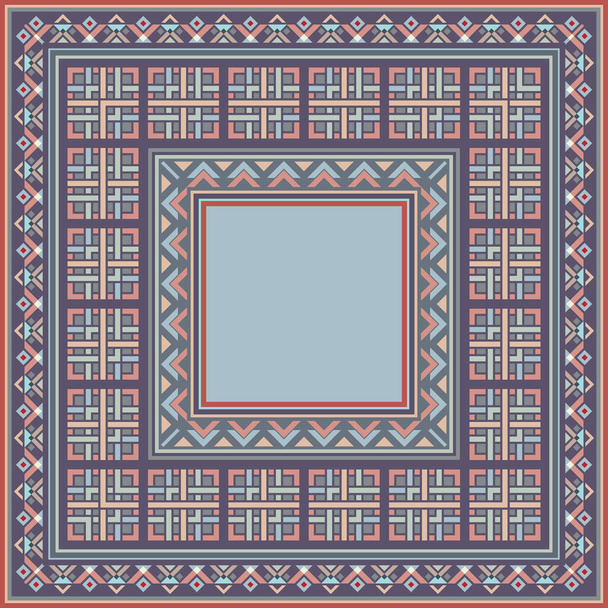 Цветной векторный мозаичный ковер с абстрактными этническими геометрическими орнаментами. - Вектор,изображение
