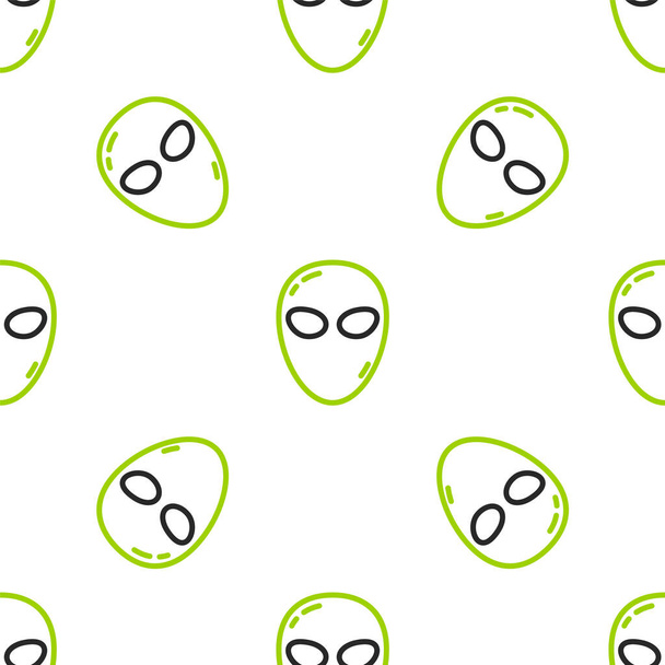Line Alien Symbol isoliert nahtlose Muster auf weißem Hintergrund. Außerirdisches Alien-Gesicht oder Kopf-Symbol. Vektor. - Vektor, Bild