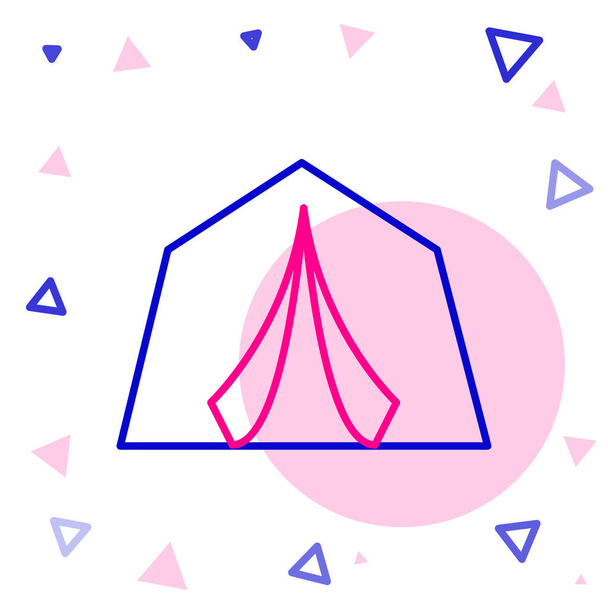 Linea Icona tenda turistica isolata su sfondo bianco. Simbolo campeggio. Concetto di contorno colorato. Vettore. - Vettoriali, immagini