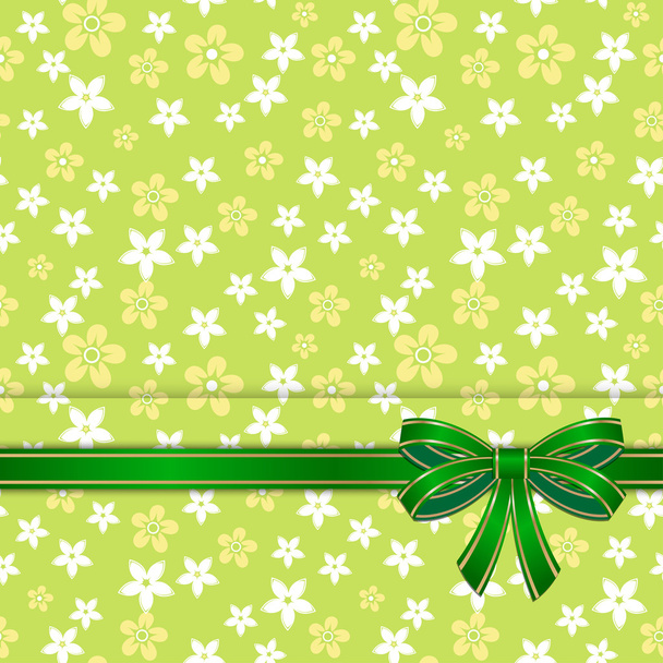Spring card template with bow green - Vector, Image