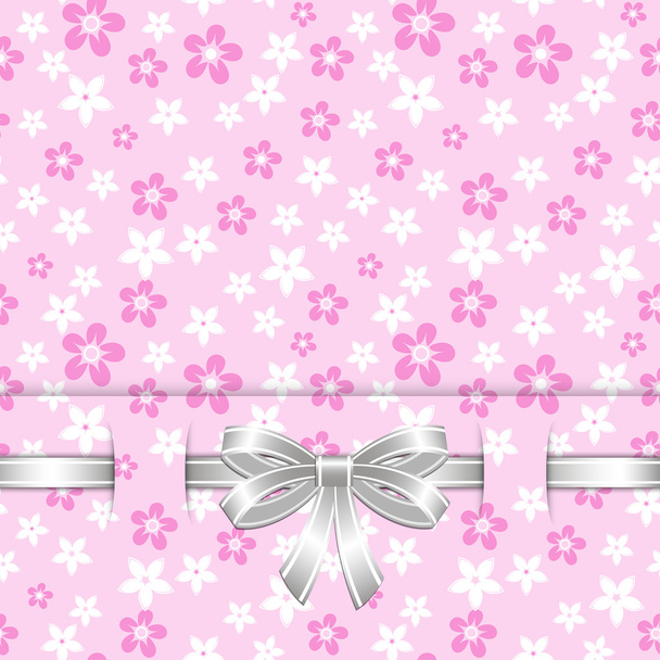 Spring card template with bow pink - Vektori, kuva