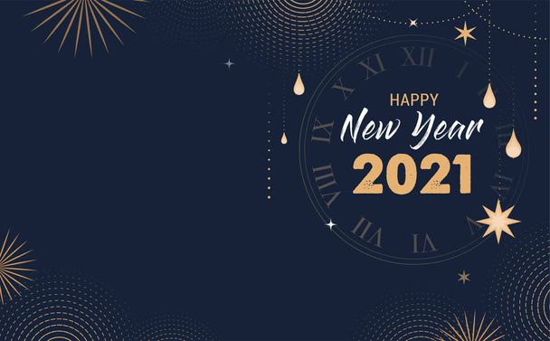 Feliz nuevo 2021 año - Fondo abstracto elegante, bandera. Diseño del concepto vectorial  - Vector, Imagen