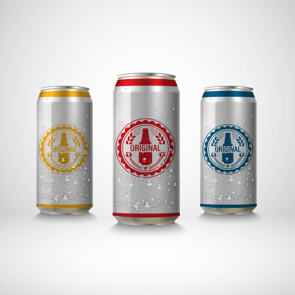 Set latas de cerveza concepto sobre fondo blanco - Vector, imagen