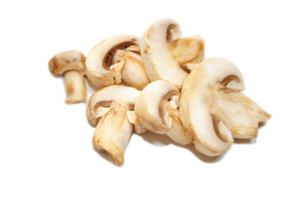 Pilha de cogumelos brancos fatiados
 - Foto, Imagem