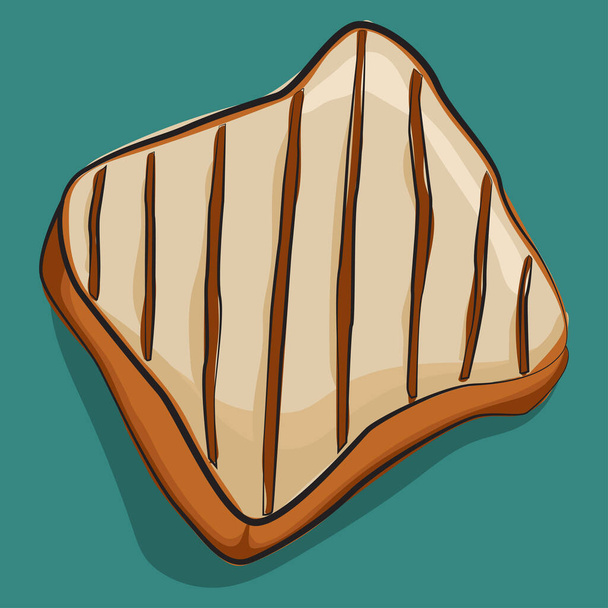 Arkadan izole edilmiş tost ekmeği. Geleneksel kahvaltı. Vektör çizgi film yemek simgesi. - Vektör, Görsel