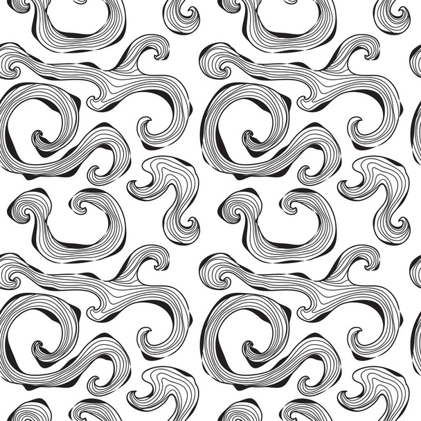 Elegant seamless pattern with sea waves, design elements. Marine pattern for invitations, cards, print, gift wrap, manufacturing, textile, fabric, wallpapers - Vektör, Görsel