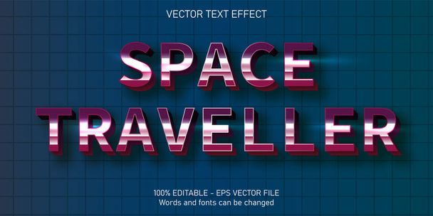 tekst podróżnika przestrzeni, efekt edytowalnego tekstu w stylu cyberprzestrzeni - Wektor, obraz