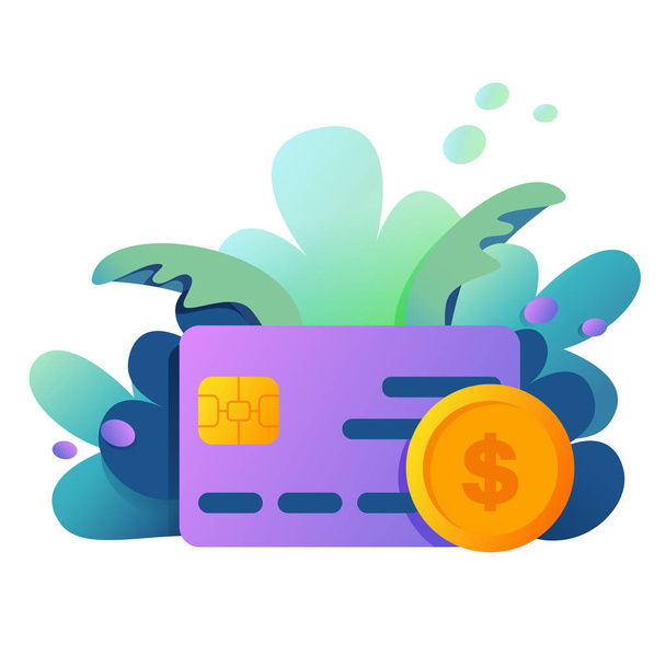 Accepted payment Credit card vector stock illustration isolated on a white background. The concept of a successful bank payment transaction. The front side of the card - Vector, Image