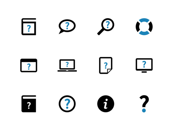Help and FAQ duotone icons on white background. - Vector, Image