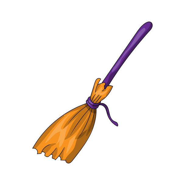 Witch transportation broom, single element on the white background, vector - Vector, Image