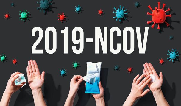 2019-NCOV theme with viral and hygiene objects - Foto, imagen