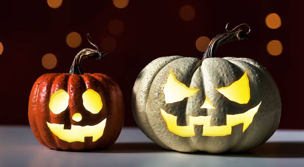 Halloween pumpkins with shiny lights - Фото, зображення