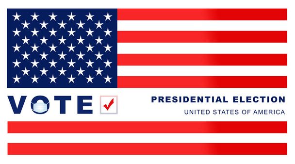 Προεδρικές εκλογές των ΗΠΑ στο πλαίσιο της πανδημίας του κορωναϊού. Εικονογράφηση με ιατρική μάσκα.2019-ncov. - Φωτογραφία, εικόνα