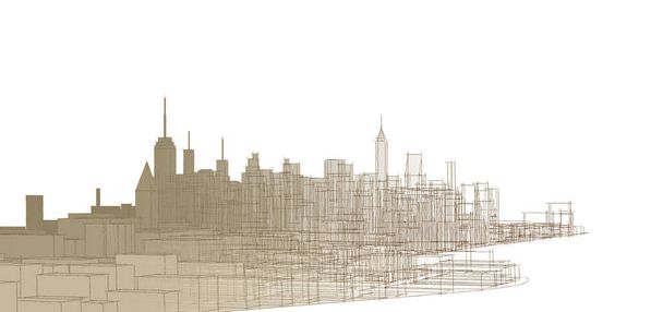 cidade moderna panorama 3d ilustração - Foto, Imagem