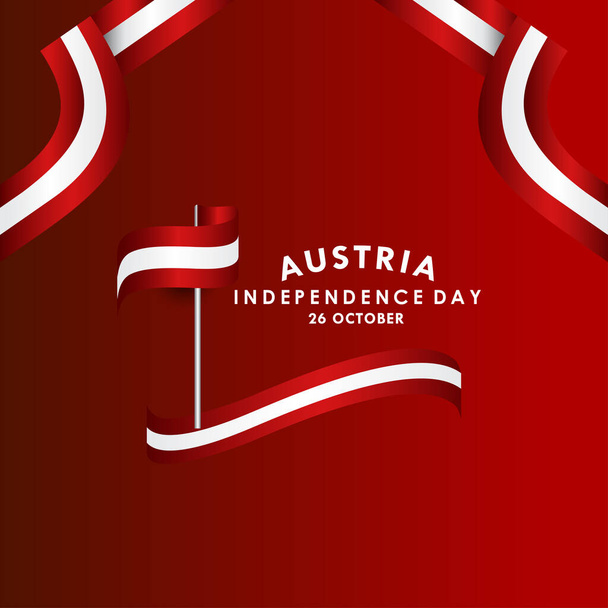 Avusturya 'nın Bayrak İllüstrasyonlu Bağımsızlık Günü Afişi - Vektör, Görsel