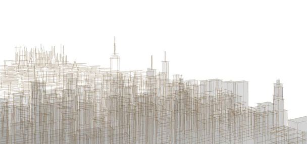 Modern şehir panoraması 3D illüstrasyon - Fotoğraf, Görsel