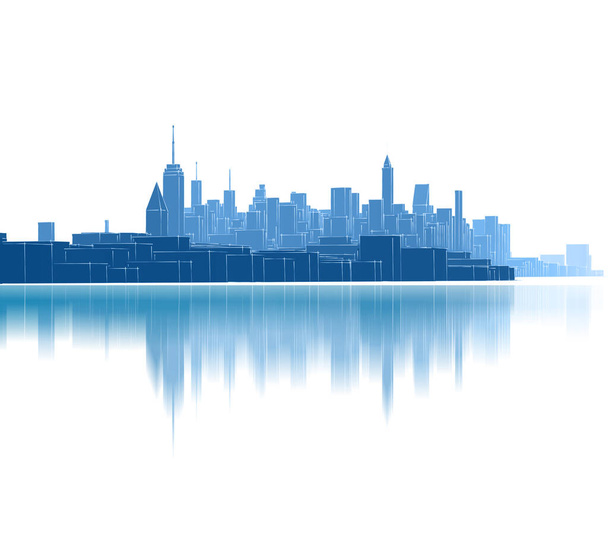 panorama de la ciudad moderna 3d ilustración - Foto, Imagen