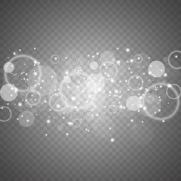   Leuchten Lichteffekt. Funkelnde Partikel von Feenstaub Sterne, Schneeflocken, Schnee, Weihnachten. - Vektor, Bild