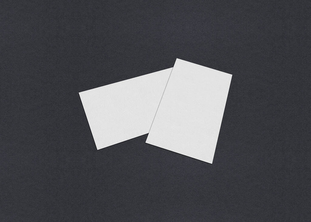 Blank white Business card mockup stacks at grey textured paper background. - Photo, Image